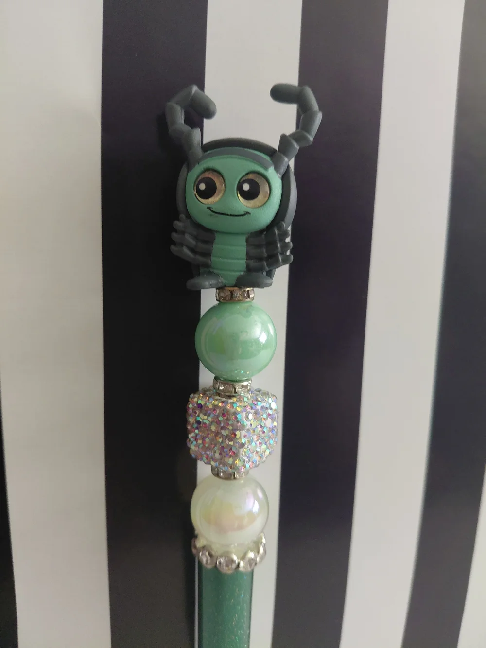 Bugs Life Green Bug Charm Beaded Pen